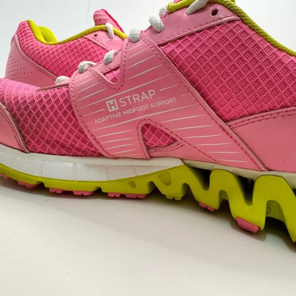 Reebok Running Shoes ZigTech H Strap Pink Yellow Mesh Womens Size 5 Fast Ship - Picture 5 of 7